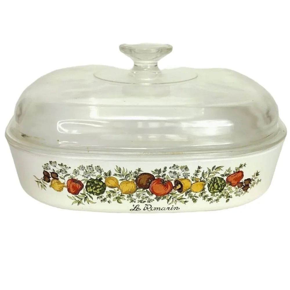 VTG 70s Corning Ware French Spice La Romarin Casserole Dish & Domed Lid A-10-B